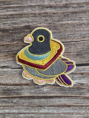 Pigeon Stuck In Bread Cute Bird Hippie Hipster Boho Iron on Patch